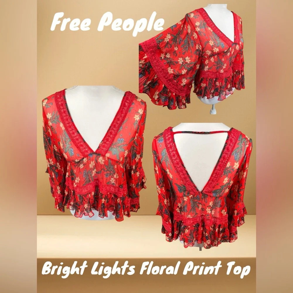 Free People | Bright Lights Floral Print Top - Picture 3 of 5